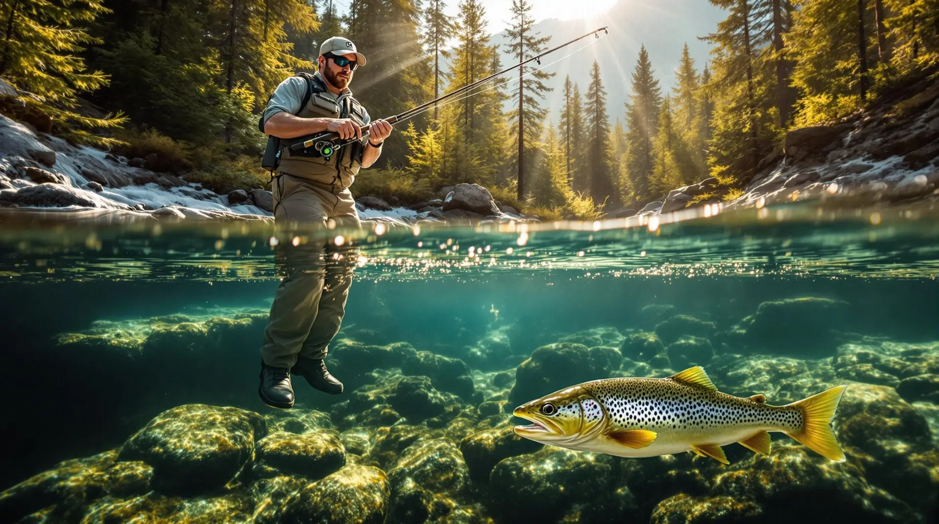 An expert angler demonstrates short-line Euro nymphing on a crystal-clear mountain stream, utilizing a specialized 10-foot rod with a vibrant multi-co