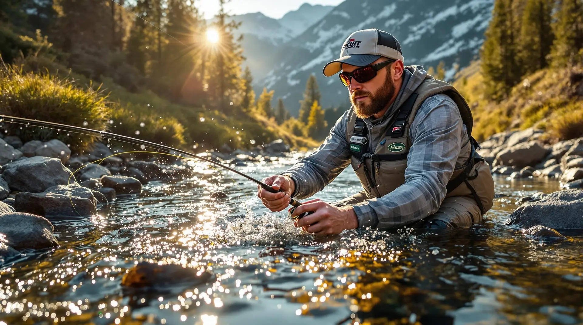 Fly fishing expert demonstrates euro nymphing technique in a mountain stream using one of the best comp nymphing lines, with visible tri-color sighter section against clear water.