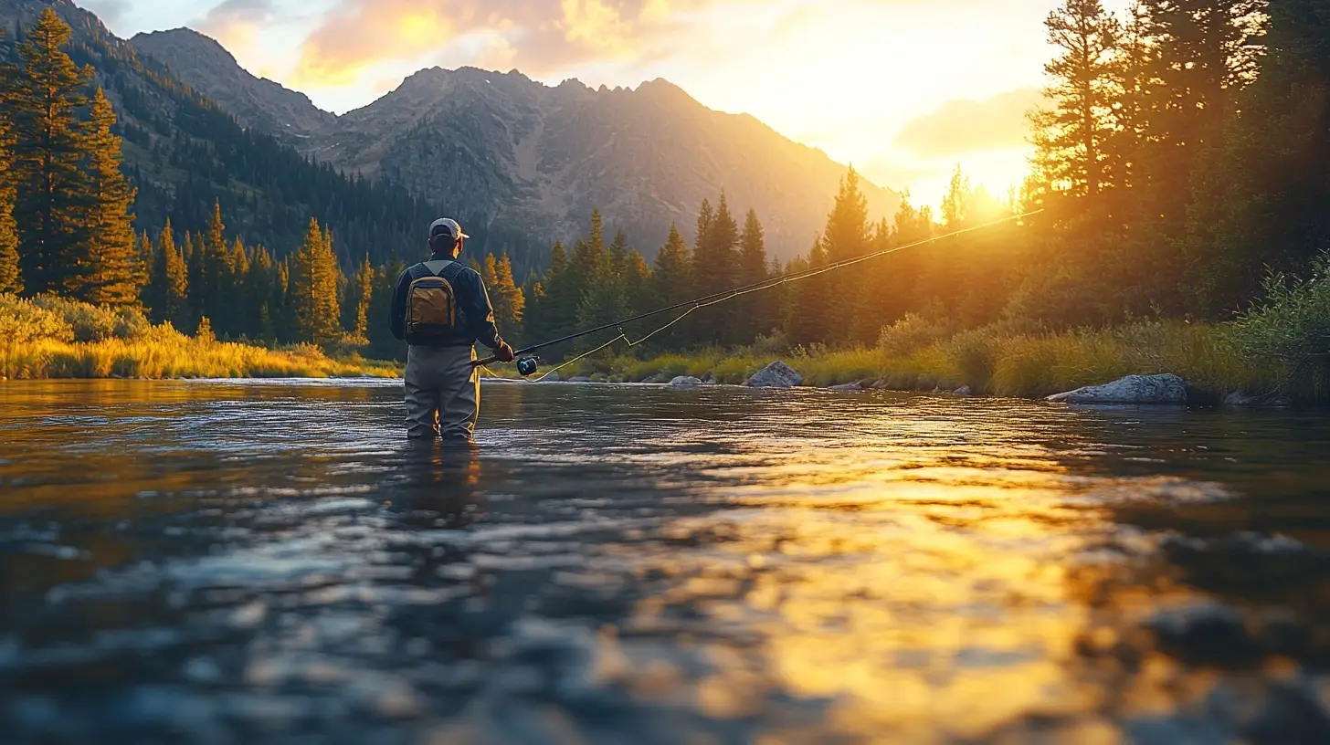 Montana fly fishing at sunset